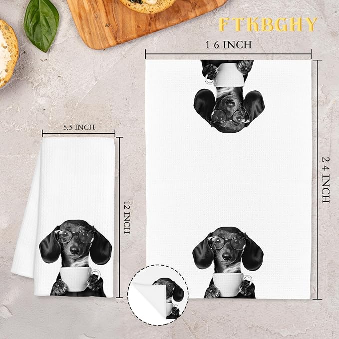 Funny Dachshund Coffee Kitchen Towels, Dachshund Gifts - Image 7