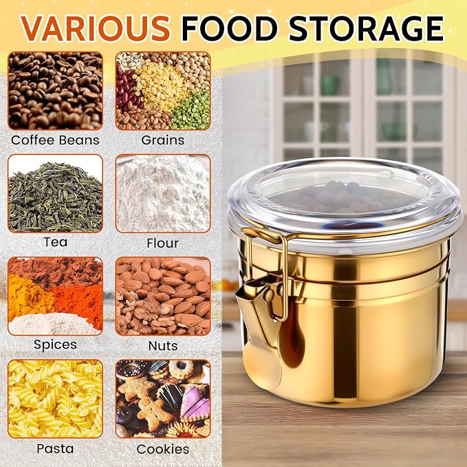 6 Pcs Stainless Steel Food Storage Containers Set Airtight Kitchen Canisters - Image 4