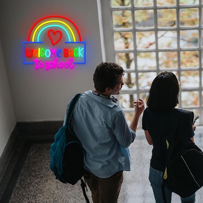 Welcome Back to School Neon Sign Rainbow Heart LED Neon Light USB Powered Back - Image 7