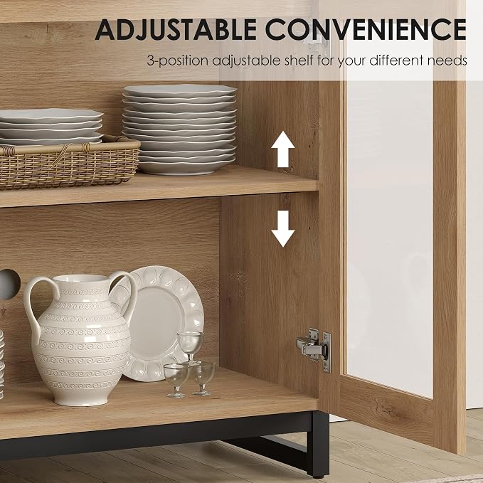 WAMPAT Sideboard Buffet Cabinets, Modern Credenza Sideboard - Image 5