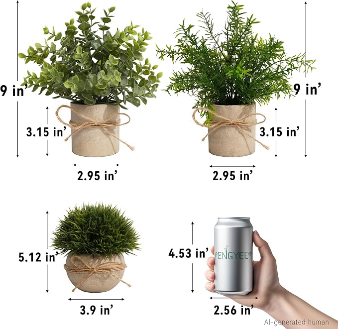 4 Pack Small Fake Plants in Pulp Pot - Image 3