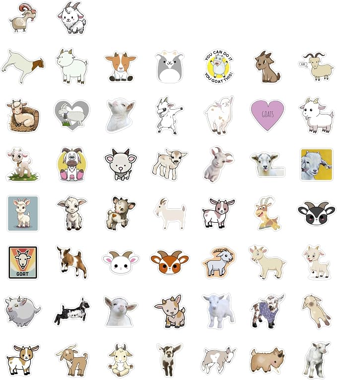 100Pcs Cute Goat Stickers for Water Bottle and Laptop - Image 3