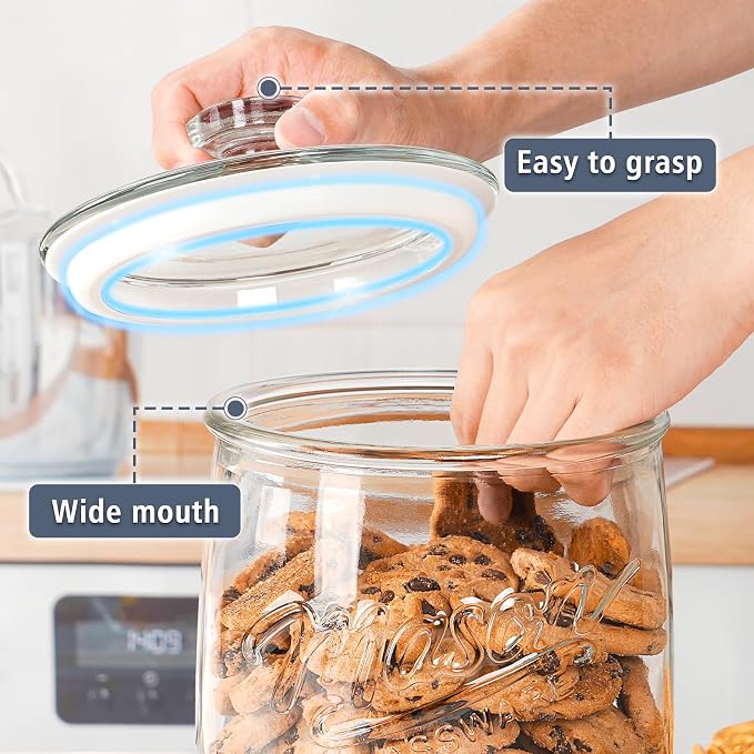 Folinstall 2 Pack 1 Gallon Glass Cookie Jar, Large Glass Jar - Image 3