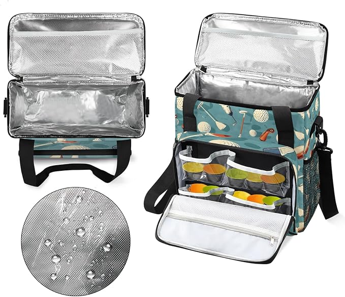 Golf Ball Sports Theme Coffee Maker Carring Bag, Large Insulated Storage - Image 3