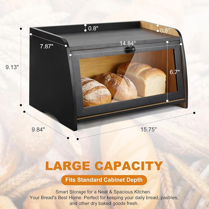 Bamboo Bread Box for Kitchen Counter - Image 3