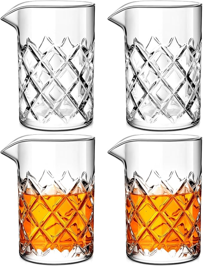 Dandat 4 Pcs Cocktail Mixing Glass 24 oz Crystal Stirring Glass Thick Bottom by Dandat