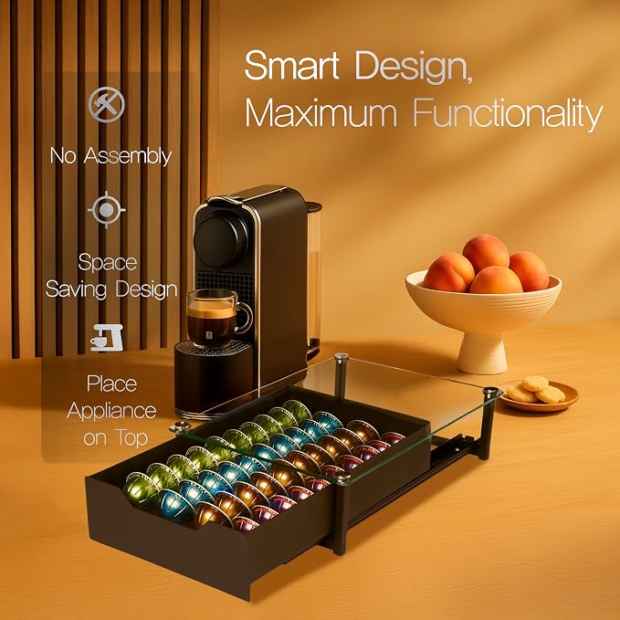 Coffee Pod Holder with Rail Drawer Compatible with Nespresso Vertuoline and - Image 4