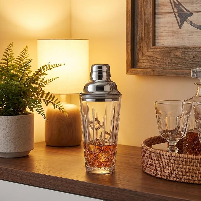 Cut Crystal Glass Cocktail Shaker - 15oz Lead-Free Crystal Shaker - Premium - Image 6