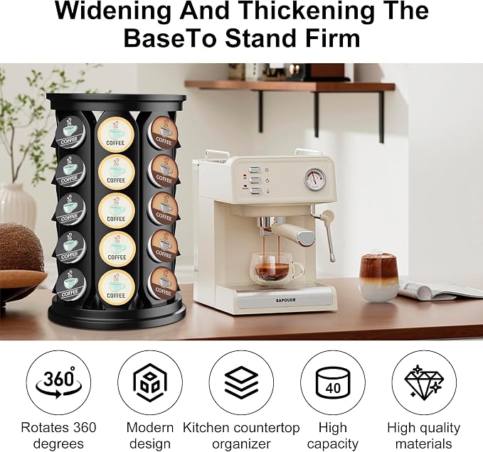 CEHNCEH K Cup Holder, Coffee Pods Holder Storage Organizer Stand Carousel - Image 4