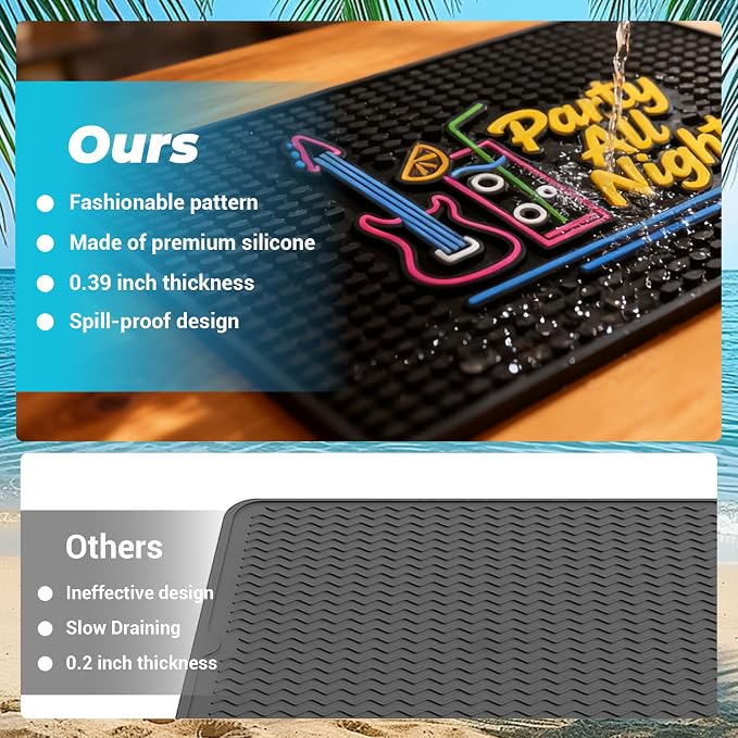 Neon Tiki Black Bar Mat 18 x 12 Inch - Image 4
