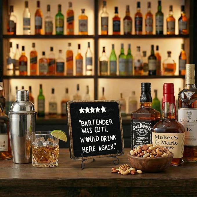 5x5 Inch Bar Signs for Home Bar – “Bartender Was Cute, Would Drink Here Again” - Image 2