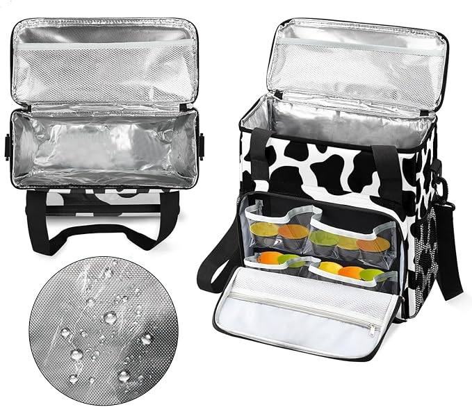 Cow Print Western Coffee Maker Carring Bag, Large Insulated Storage Organizer - Image 3