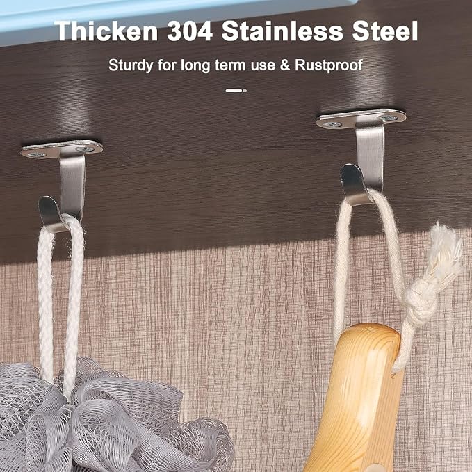 NearMoon Stainless Steel Screw Mounted Ceiling Hooks, Under-Shelf Towel/Robe - Image 3