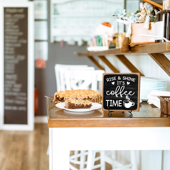 Farmhouse Coffee Bar Sign, Rise & Shine It's Coffee Time - Image 4