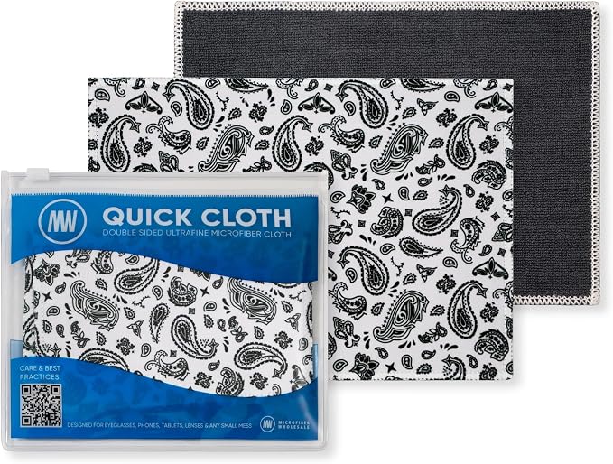 Microfiber Wholesale Quick Cloth Glasses Cleaning Cloths–5x7 Paisley 2-Pack by MicrofiberWholesale