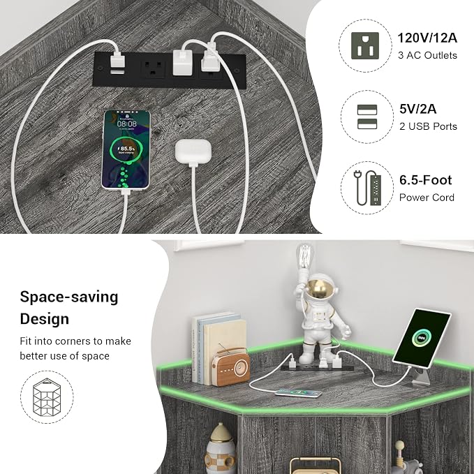 Aheaplus Corner Cabinet, Corner Storage - Image 4