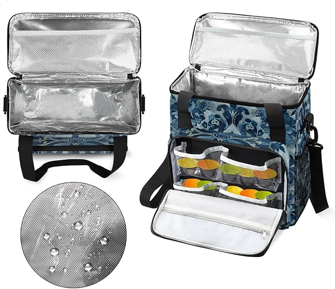 Abstract Vintage Floral Coffee Maker Carring Bag, Large Insulated Storage - Image 3