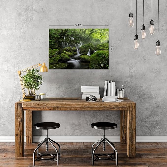 Green Forest Wall Art Nature Foggy Mountain Canvas Picture - Image 4