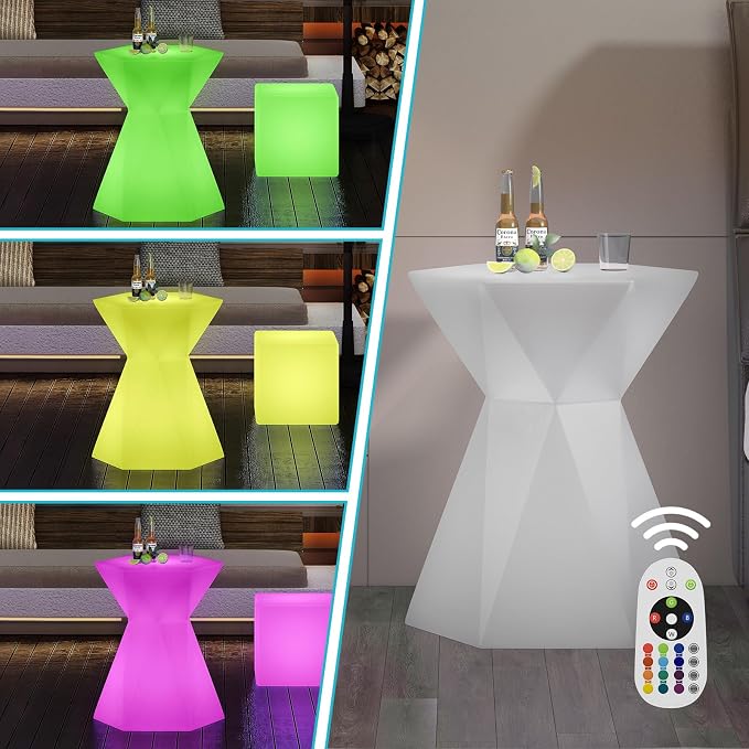 CECER 18" LED Cocktail Table，Rechargeable Light Up Furniture - Image 6