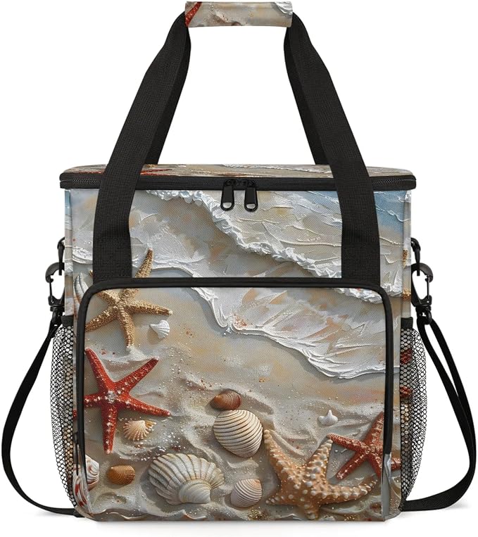 Summer Ocean Beach Seashell Starfish Coffee Maker Carring Bag, Large Insulated by Home