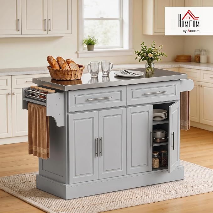 HOMCOM Rolling Kitchen Island Cart - Image 2