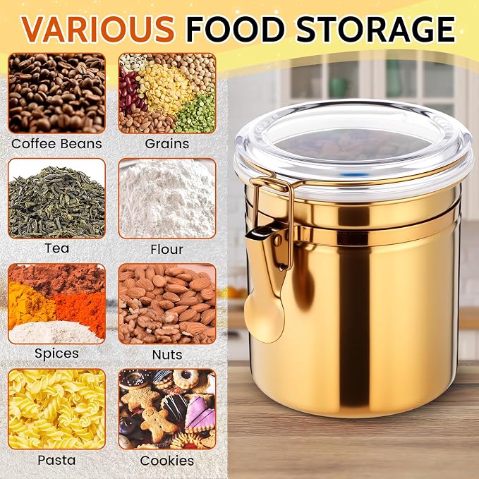 6 Pcs Stainless Steel Food Storage Containers Set Airtight Kitchen Canisters - Image 4
