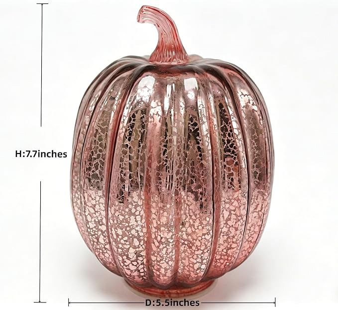 Fall Decorations for Home, Mercury Glass Pumpkin Light - Image 9