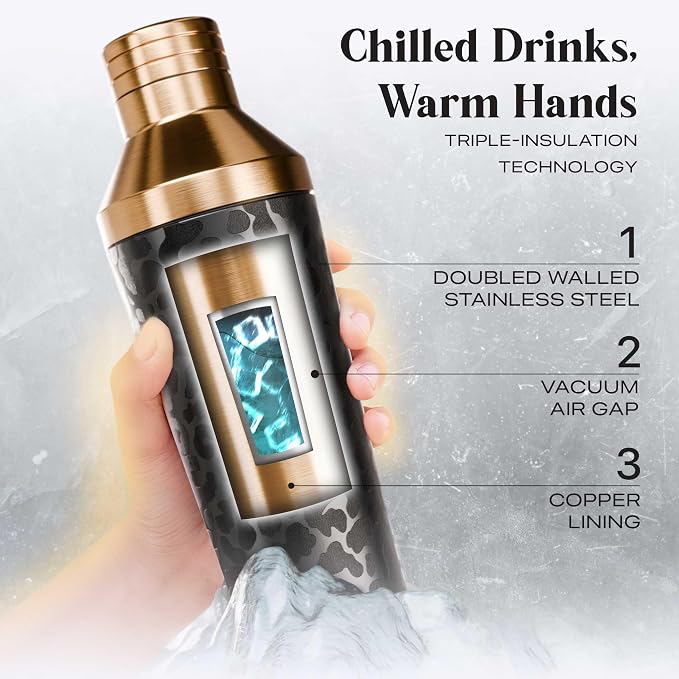 BARE BARREL Insulated Cocktail Shaker Set | Double Wall Stainless Steel | - Image 2