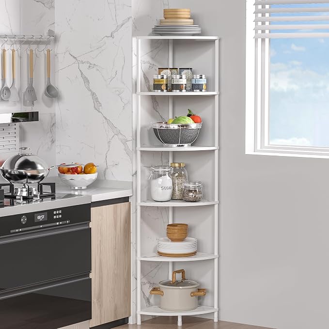 6 Tier Corner Shelf Stand, 54.4" Kitchen Shelf Organizer by Greatseas