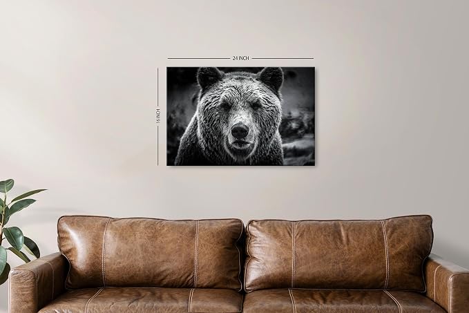 Bear Wall Art Black and White Wildlife Animal Picture Wall Decor Natural Bears - Image 4