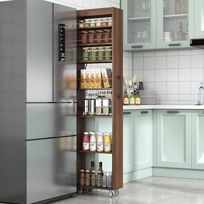 KEIKI 7 Tier Pull-Out Kitchen Pantry Storage Cabinet, Spice Rack Next to Fridge by KEIKI