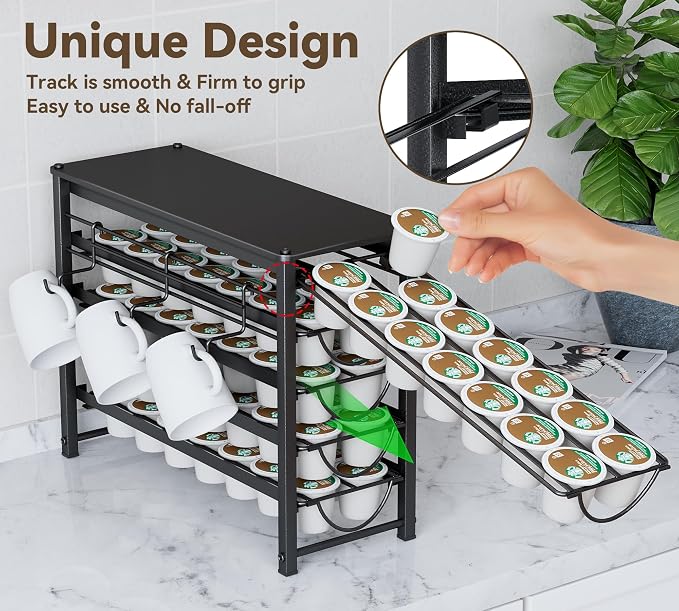 HFHOME Coffee Pod Holder For Counter, Pod Holder for K-cups, 5-tier Metal - Image 7