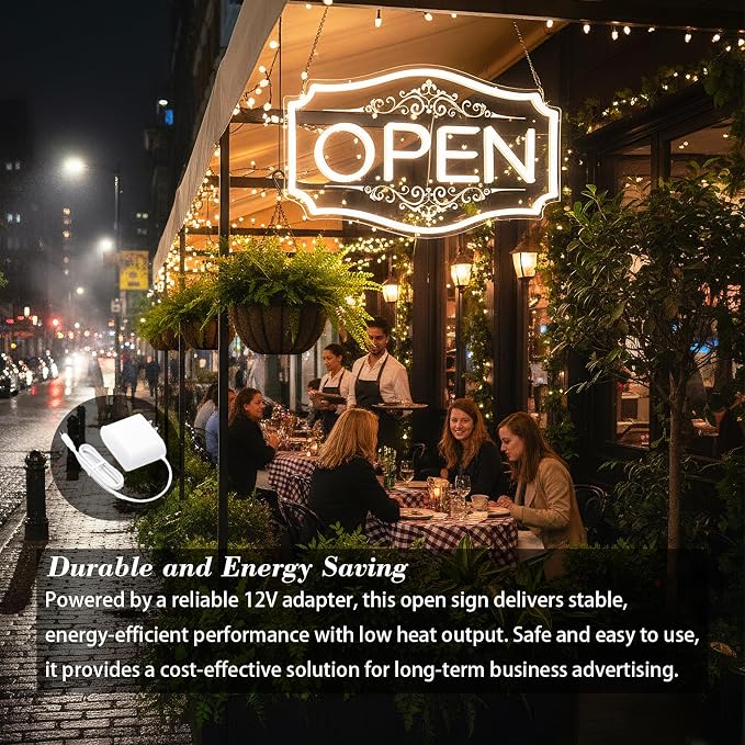 22" x 13" Open Sign for Business, LED Dimmable Neon Open Sign - Image 5