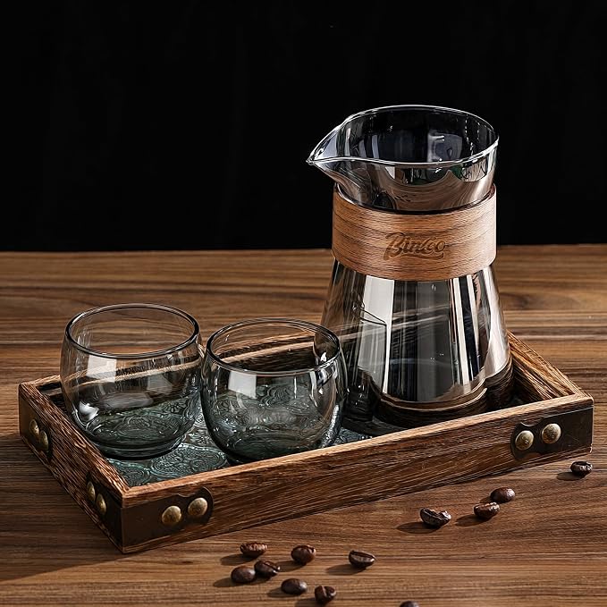 16 oz Glass Coffee Carafe with Wood Heat-Resistant Layer, Pour Over Coffee - Image 8