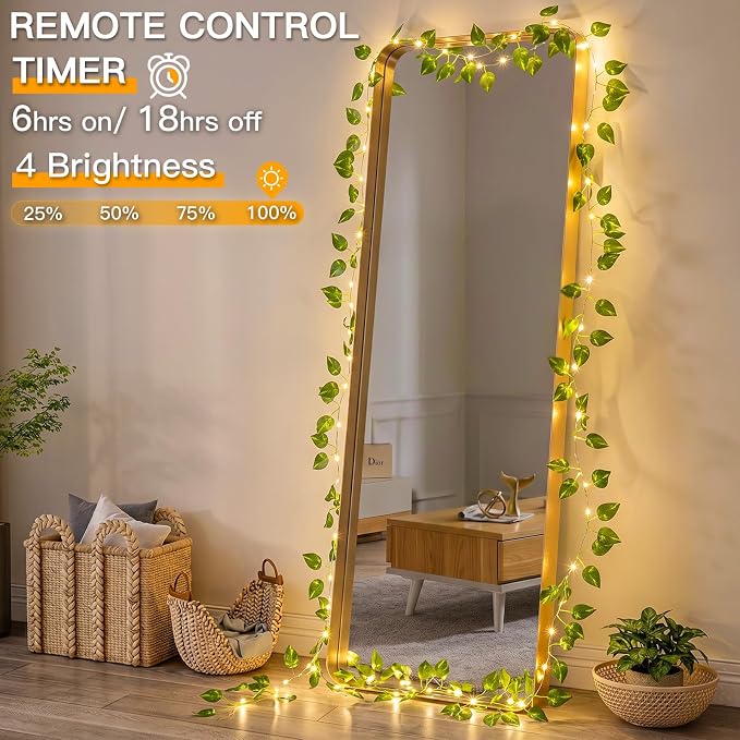 suddus Vine with Fairy Lights Battery Operated, 33ft100 LED Pothos String - Image 7