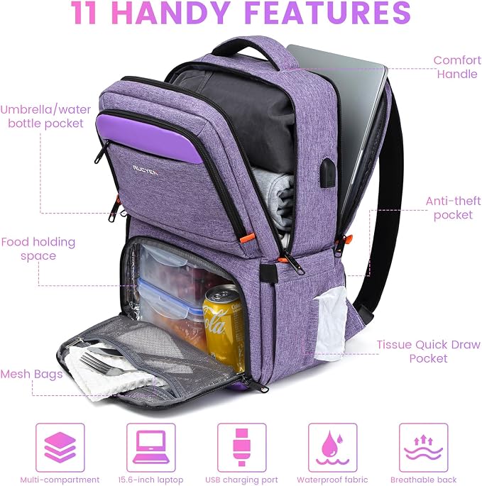 RUCYEN Lunch Backpack, Insulated Cooler Backpack Lunch Box - Image 2