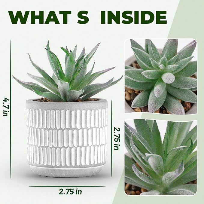 Der Rose Set of 2 Succulents Plants Artificial Fake Cactus Plants - Image 3