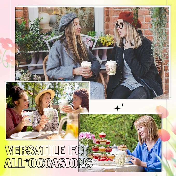 AmazingSpark 48 Sets 8oz Floral Disposable Coffee Cups - Image 5
