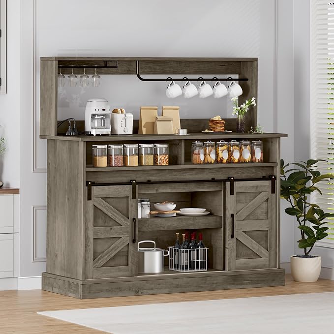 DWVO Farmhouse Buffet Cabinets, Sliding Barn Door Sideboard Cabinet by DWVO