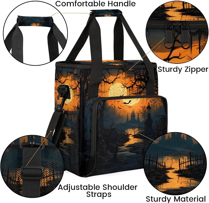 Halloween Yellow Coffee Maker Carring Bag, Large Insulated Storage Organizer - Image 6