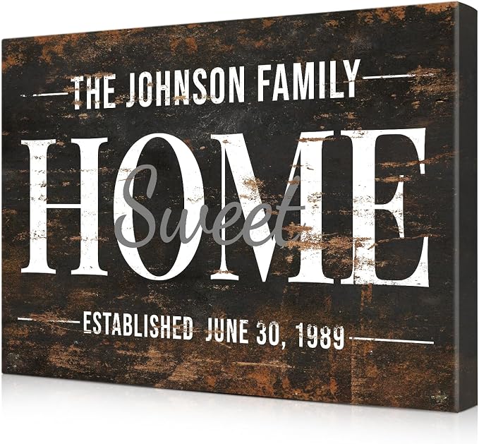 IPIC - Personalized Farmhouse Family Sign on Canvas, Custom Rustic Family Wall by IPIC