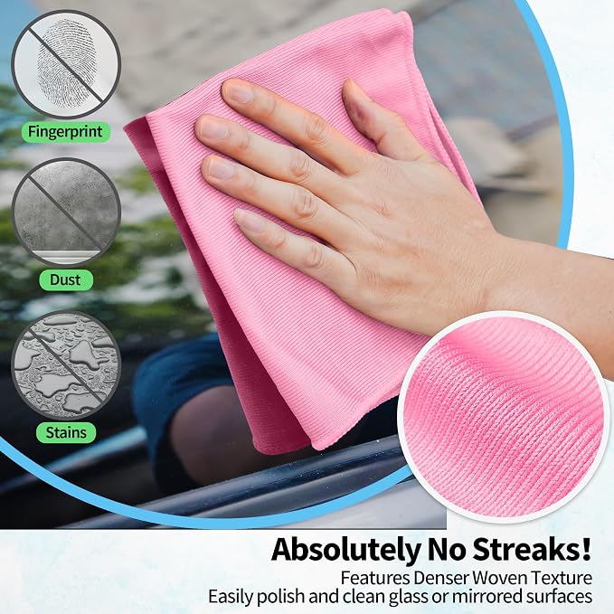 Microfiber Cleaning Cloth, 12 Pack Window Glasses Cleaning Cloth, Reusable - Image 3