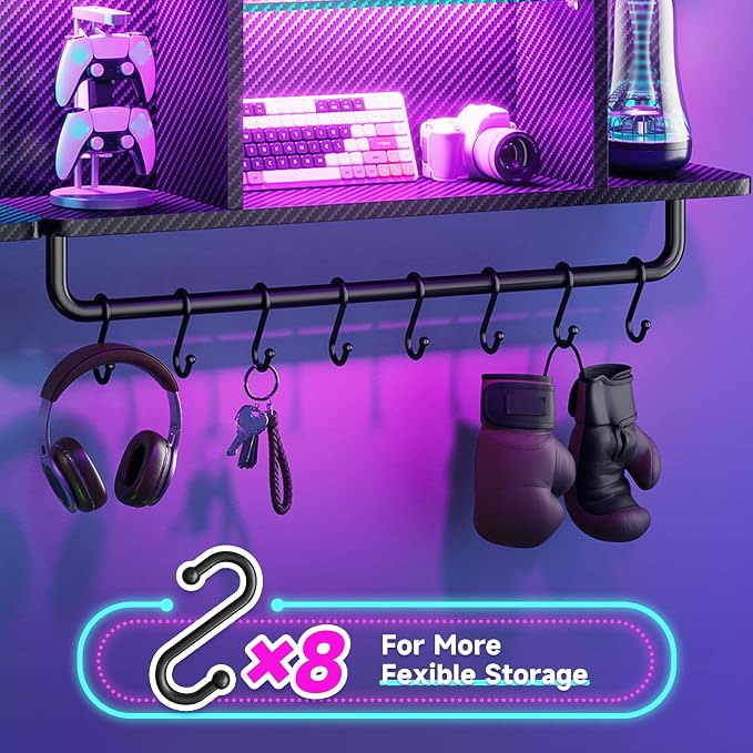 REIBII 34" Gaming Floating Shelves, LED Wall Mounted Shelf - Image 8
