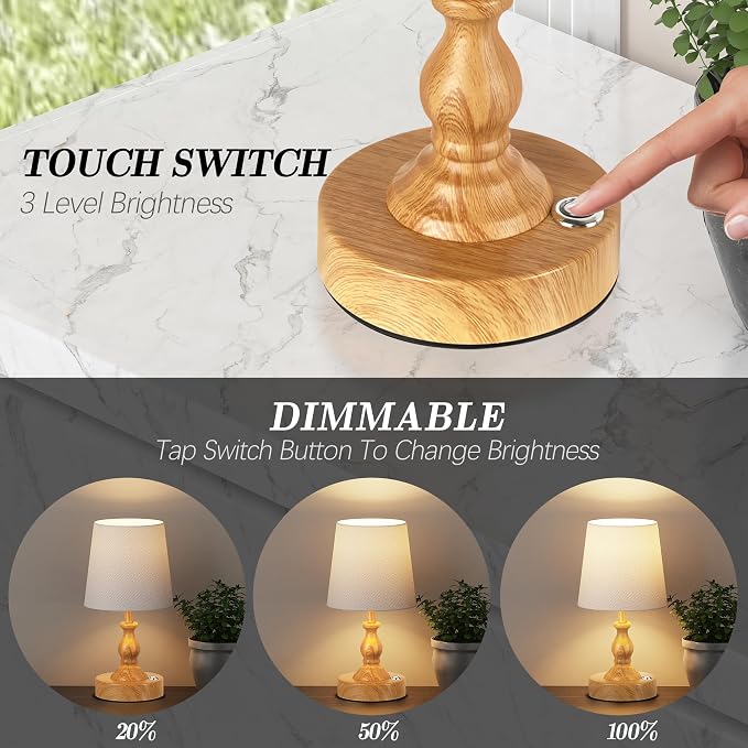 PARTPHONER Mini Cordless LED Table Lamp, 5200mAh Rechargeable Battery Operated - Image 2
