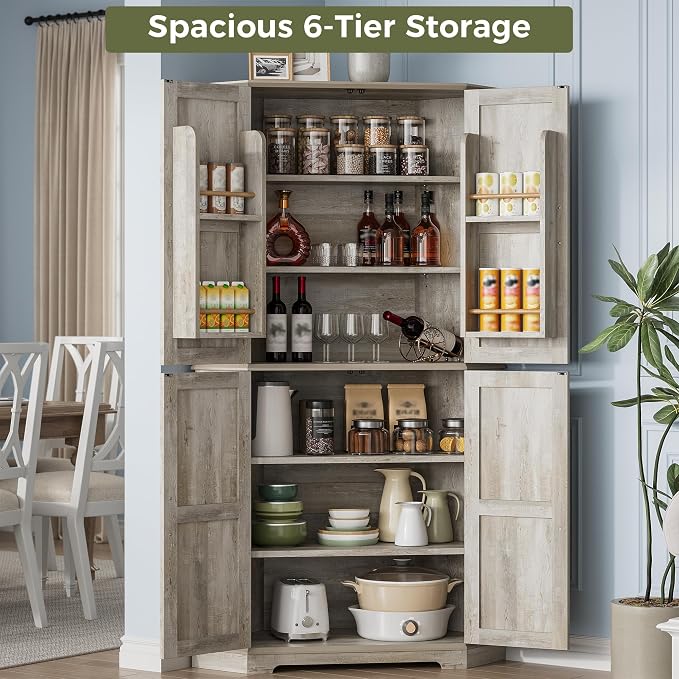 IRONCK Corner Cabinet, 6-Tier Farmhouse Pantry - Image 3