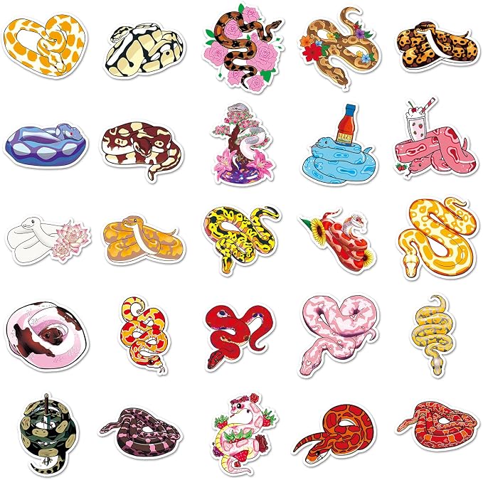 50Pcs Snake Stickers, Waterproof Vinyl Cute Reptile Stickers - Image 4