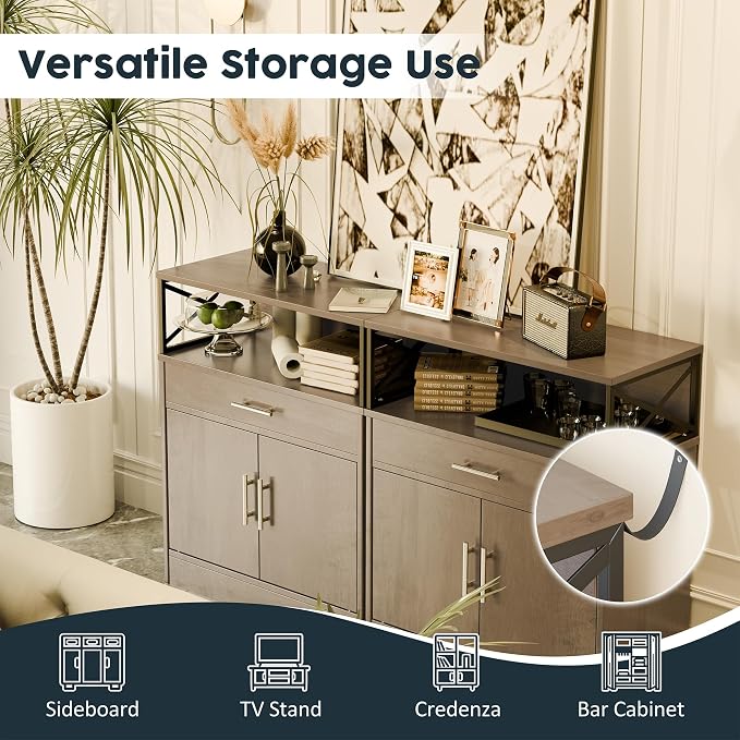 SUNLEI Kitchen Buffet Sideboard Cabinet, Storage Cabinets - Image 4