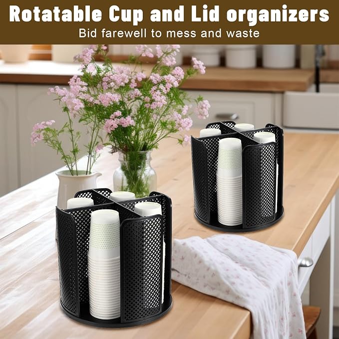 2 Pcs Rotating Paper Cup Dispenser, Cup Holder - Image 4