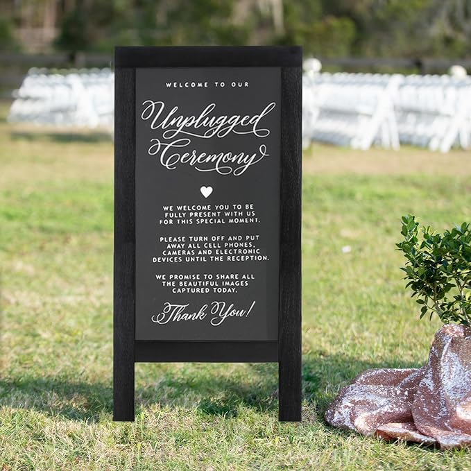DAHAPYBOO Sandwich Board 40"x20" Solid Pine Wood Rustic Black, Chalk Board Sign - Image 5