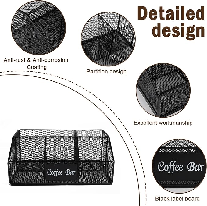 Coffee Bar Organizer for Accessories, Metal Station for Countertop, 5 - Image 6